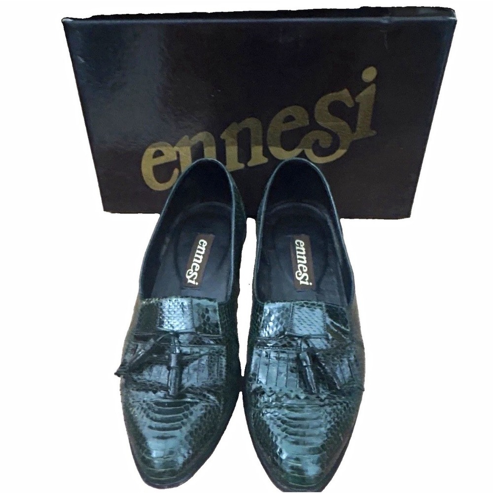 Ennesi Men's Genuine Reptile Snake Penny Loafers Size 9 Vintage